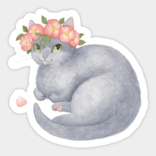 Flower Cat - Grey With Pink Sticker